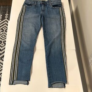 Kut from the Kloth Medium shade Jeans with Striped Grosgrain ribbon